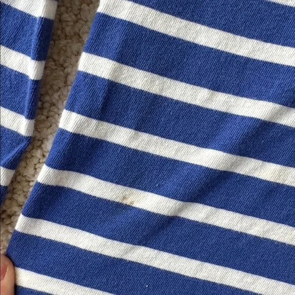 Mini Boden Blue Striped Shirt with Green Crocodile Accent - Picture 7 of 8